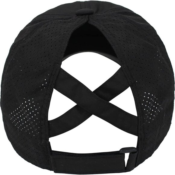 Womens Criss Cross Ponytail Baseball Cap Adjustable High Messy Bun Ponycap Quick - Picture 4 of 7